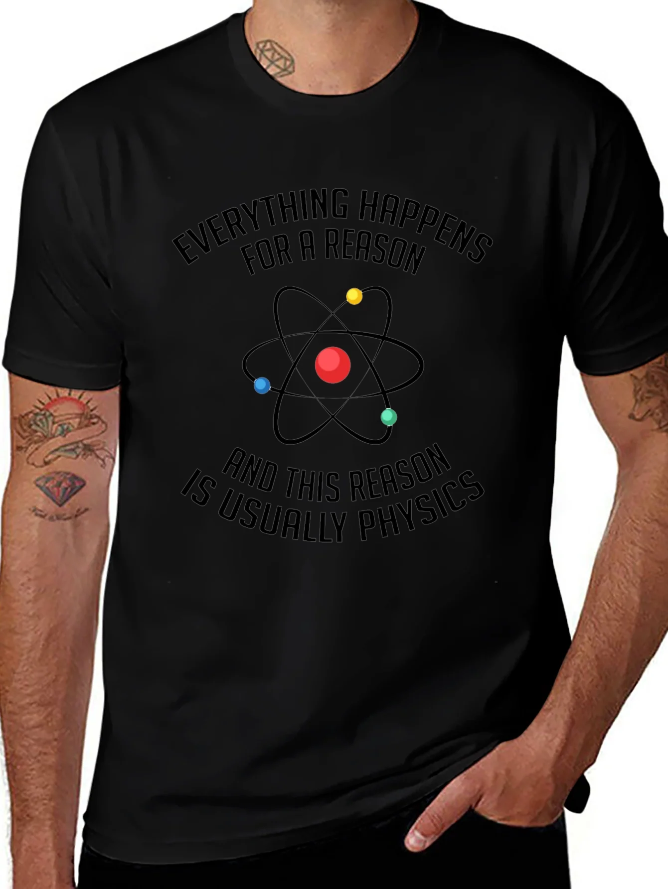 Physics Reason Graphic Tee - Mens Black Cotton T-Shirt