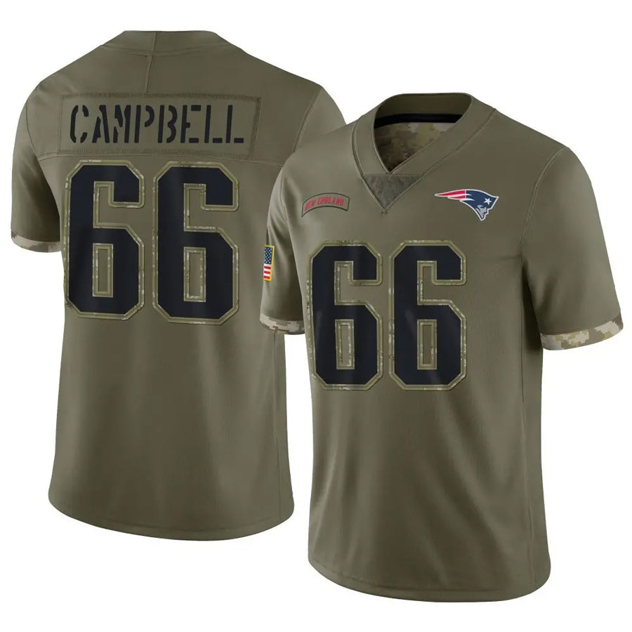 NE.Patriots #66 Will Campbell Player Olive Salute To Service Limited Foothball Jerseys
