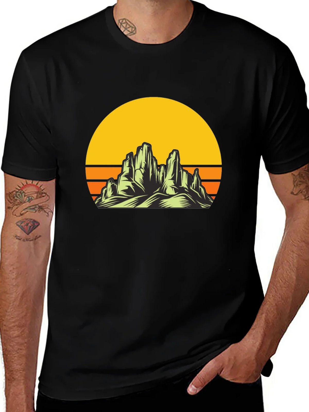 Sunset Mountain Graphic Tee - Black