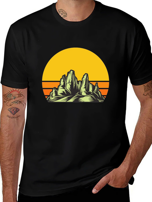 Sunset Mountain Graphic Tee - Black