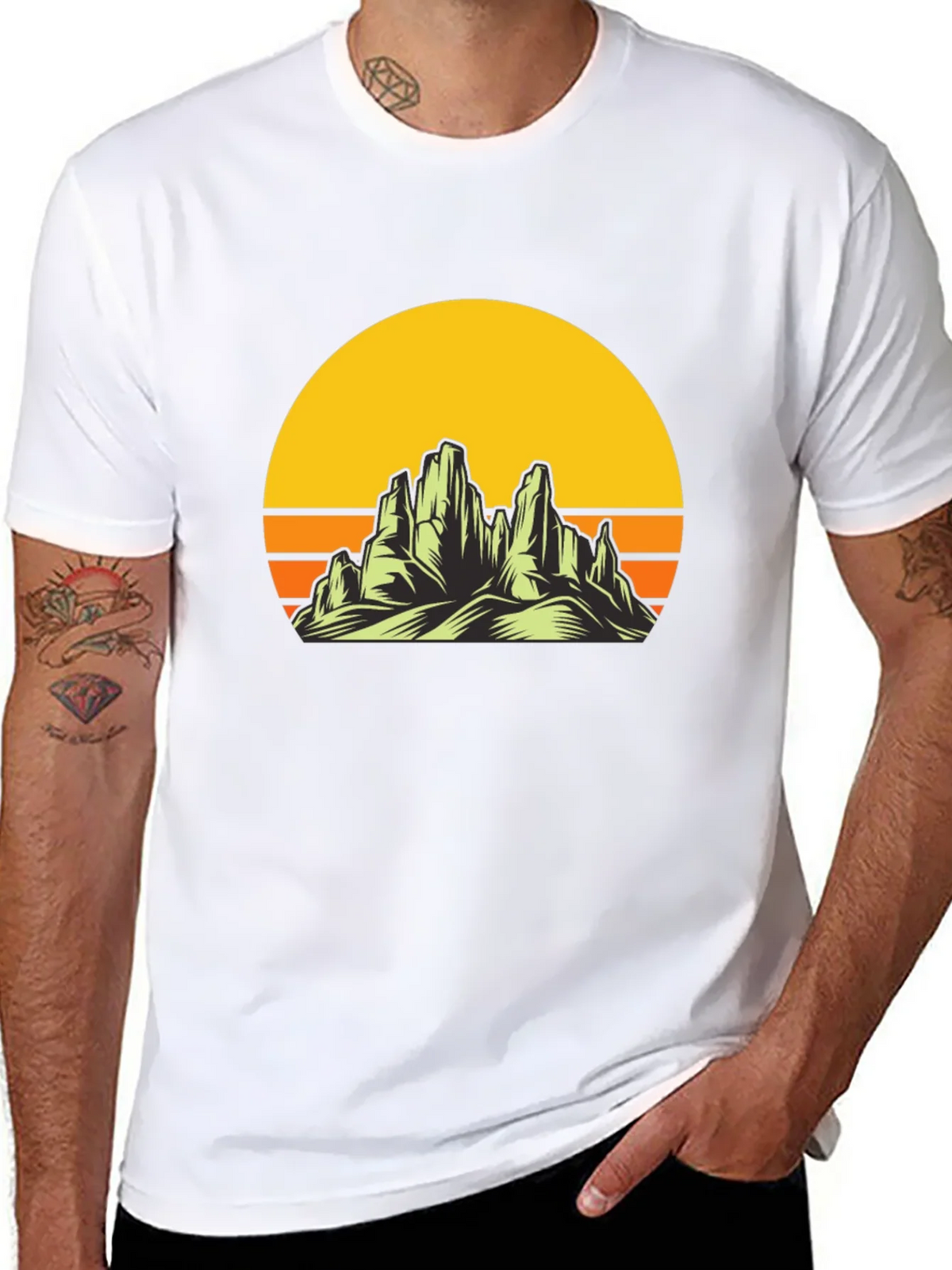 Sunset Mountain Graphic Tee - Black