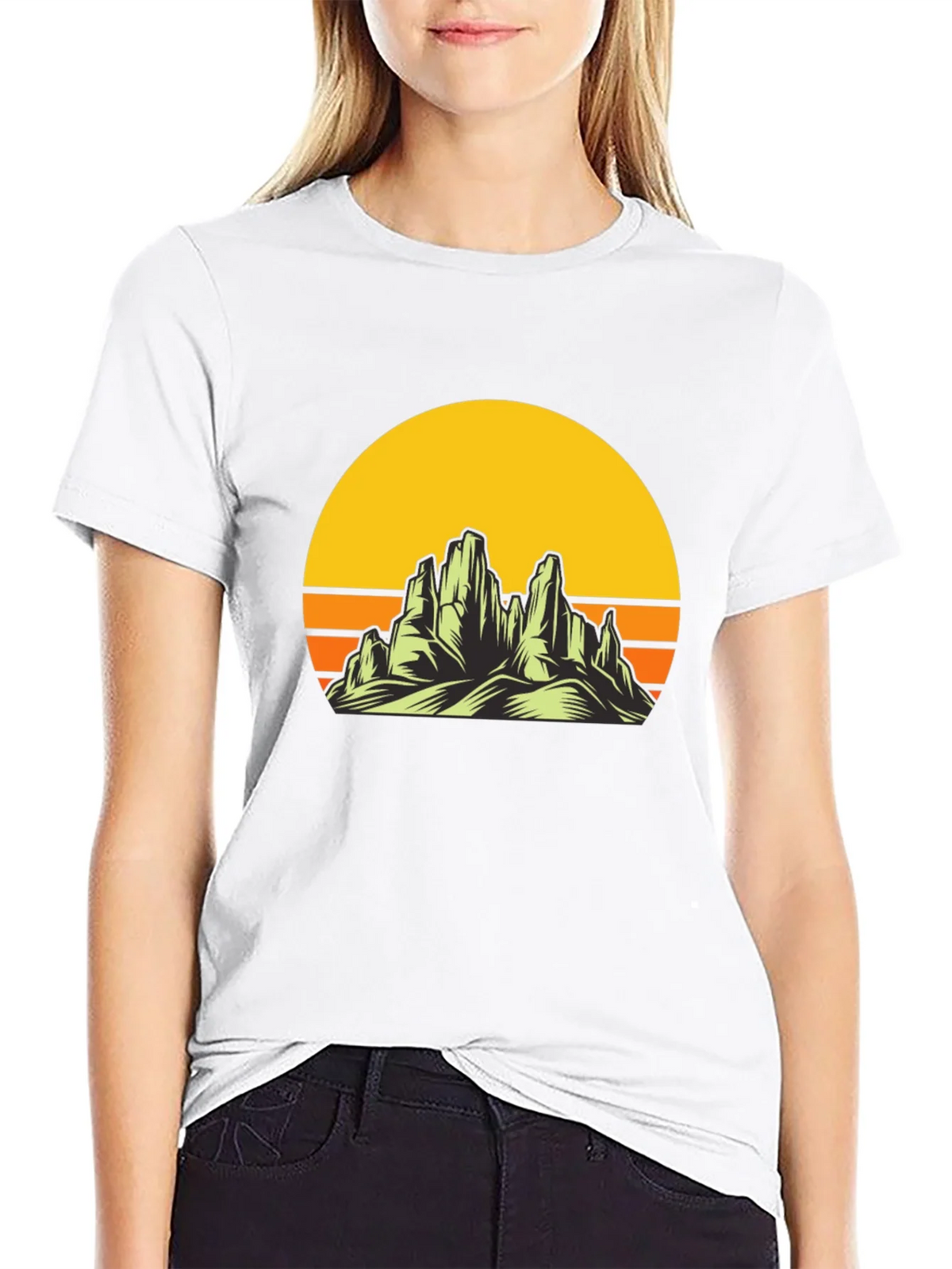 Sunset Mountain Graphic Tee - Black