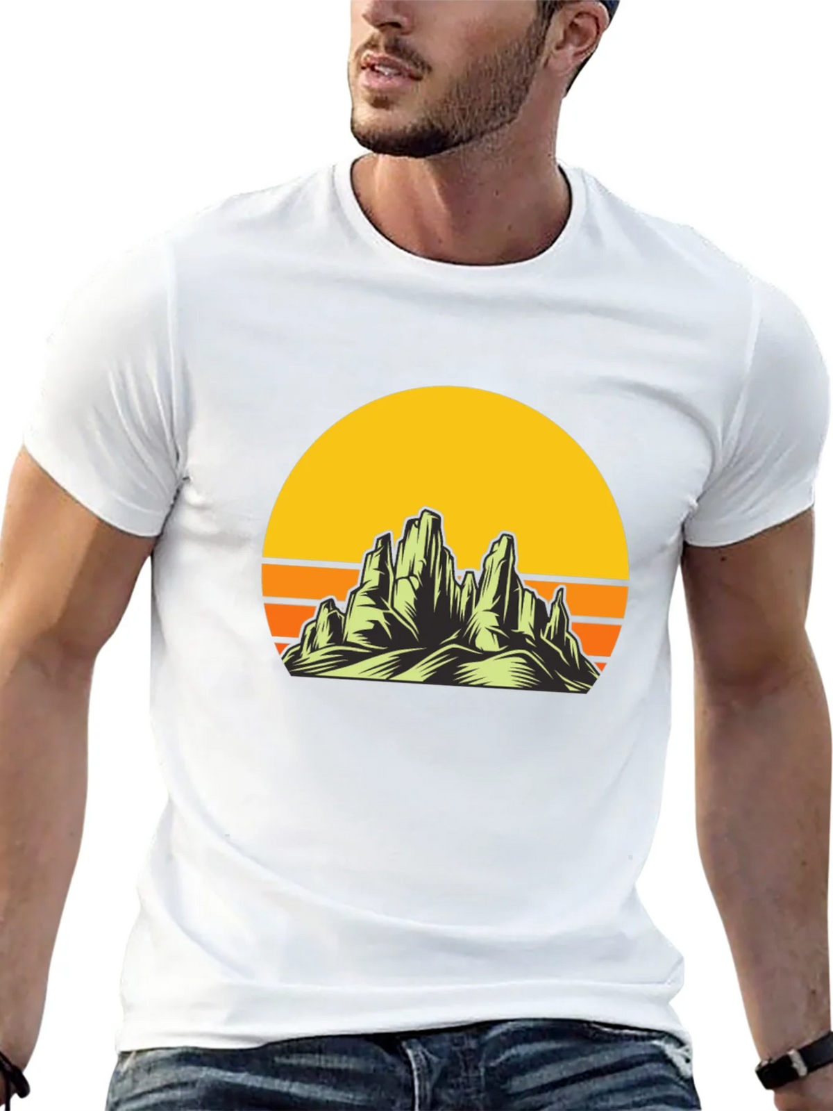 Sunset Mountain Graphic Tee - Black