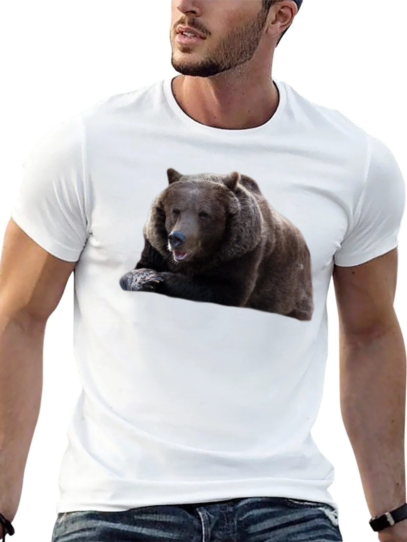 Bear Graphic Tee - Mens Black Cotton T-Shirt