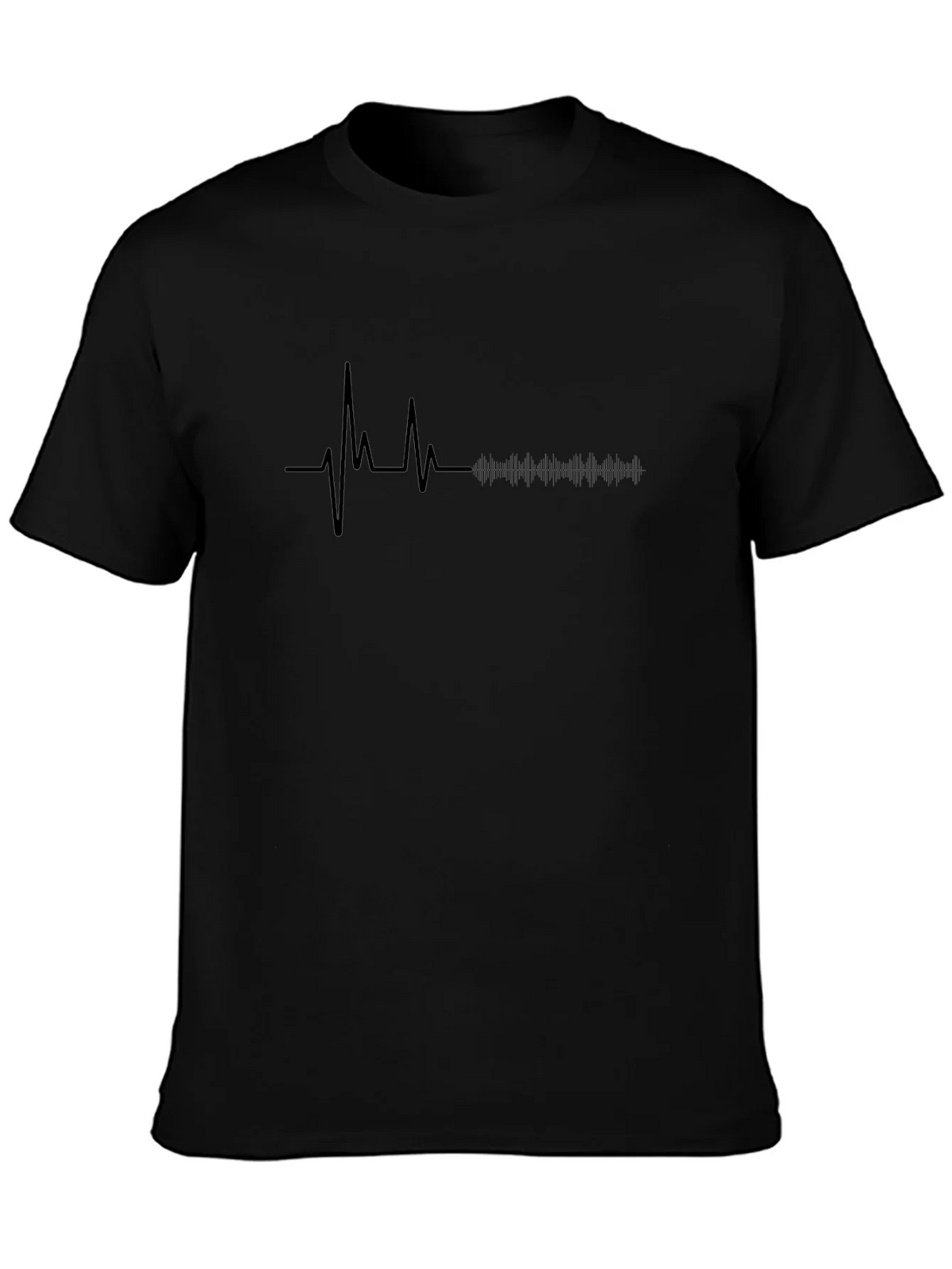 Heartbeat Rhythm Graphic Tee - Stylish Black T-Shirt