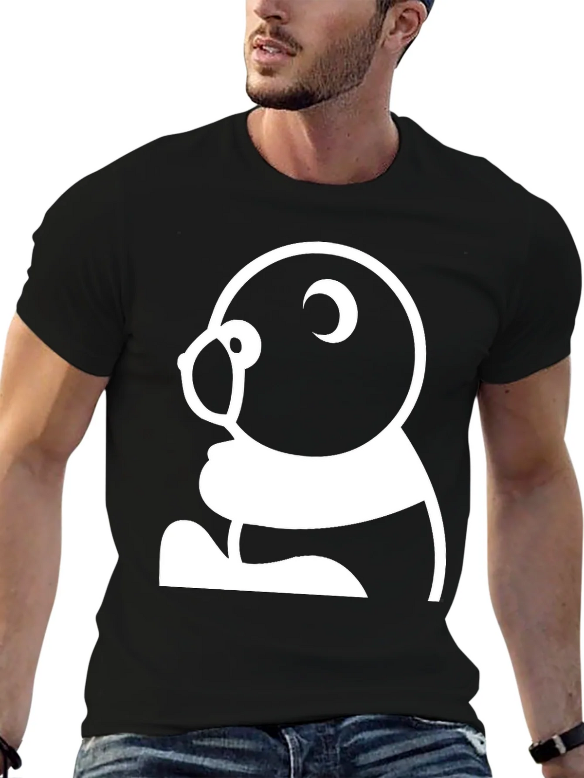 Black T-Shirt with Panda Graphic
