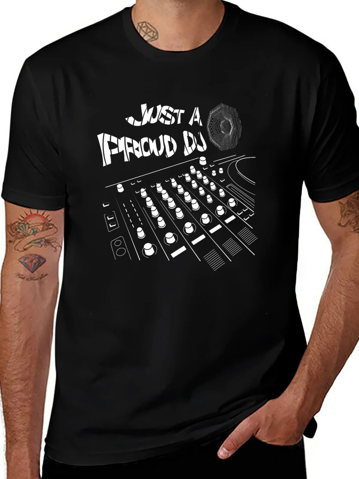 Just a Proud DJ Black Graphic T-Shirt