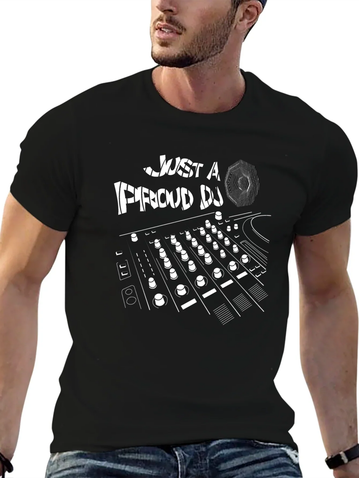 Just a Proud DJ Black Graphic T-Shirt