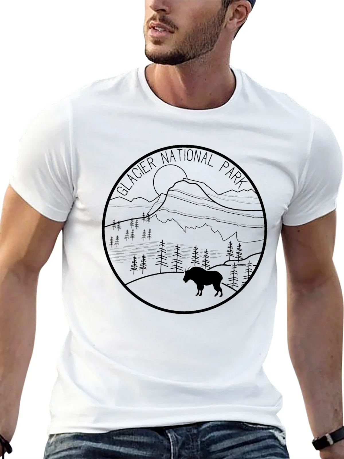 Glacier National Park T-Shirt - Mountain Goat Design