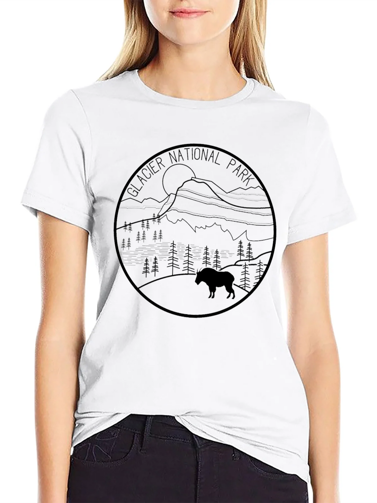 Glacier National Park T-Shirt - Mountain Goat Design