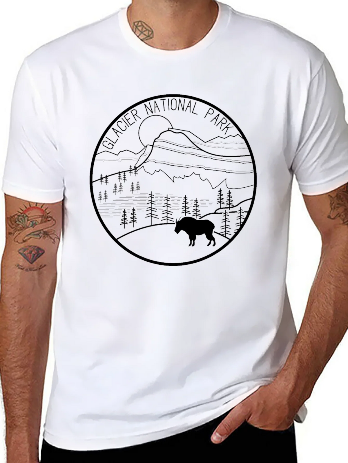 Glacier National Park T-Shirt - Mountain Goat Design