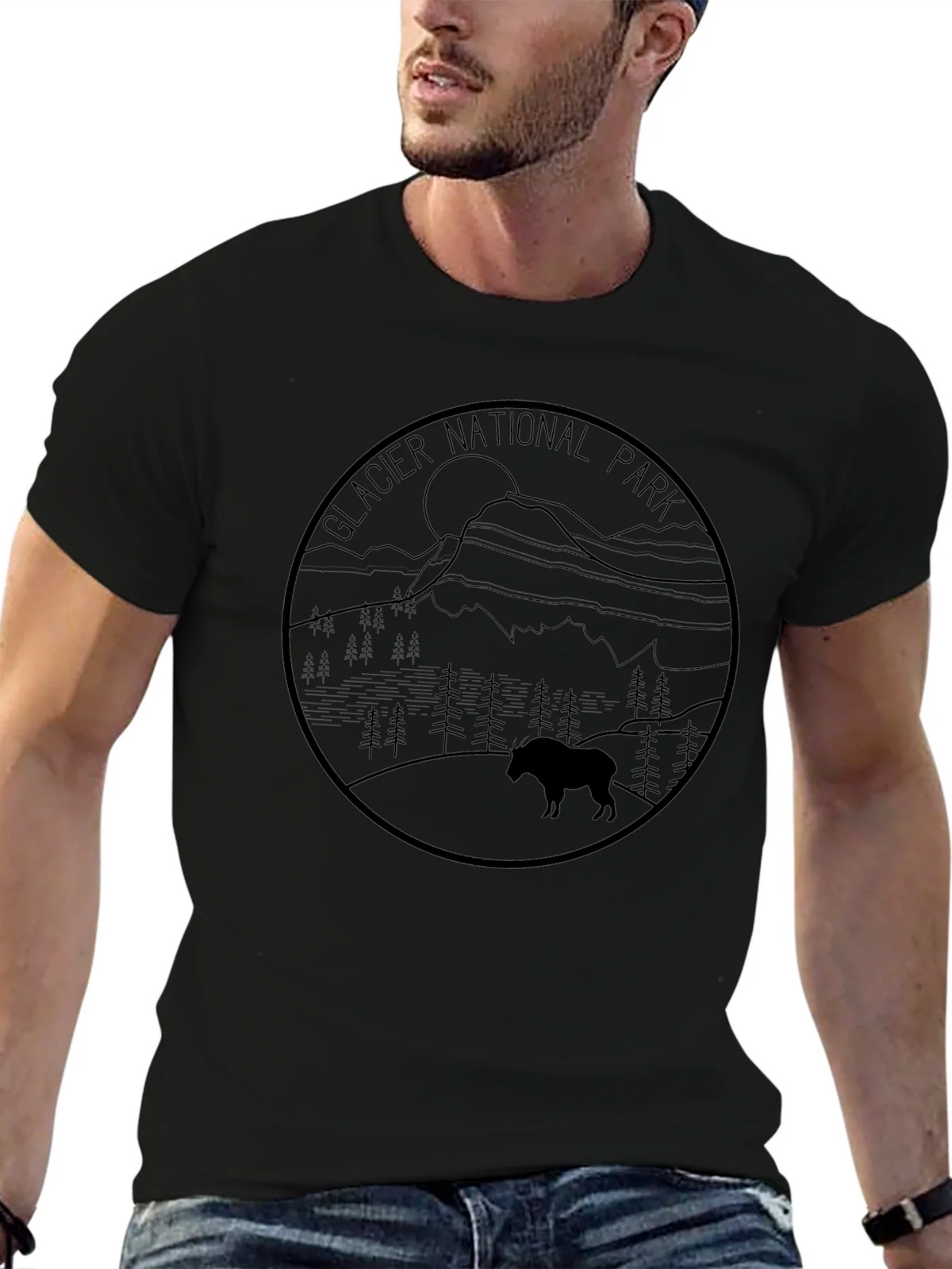 Glacier National Park T-Shirt - Mountain Goat Design