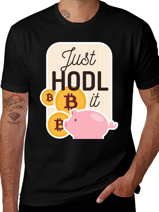 Just Hodl It Bitcoin Piggy Bank Black T-Shirt
