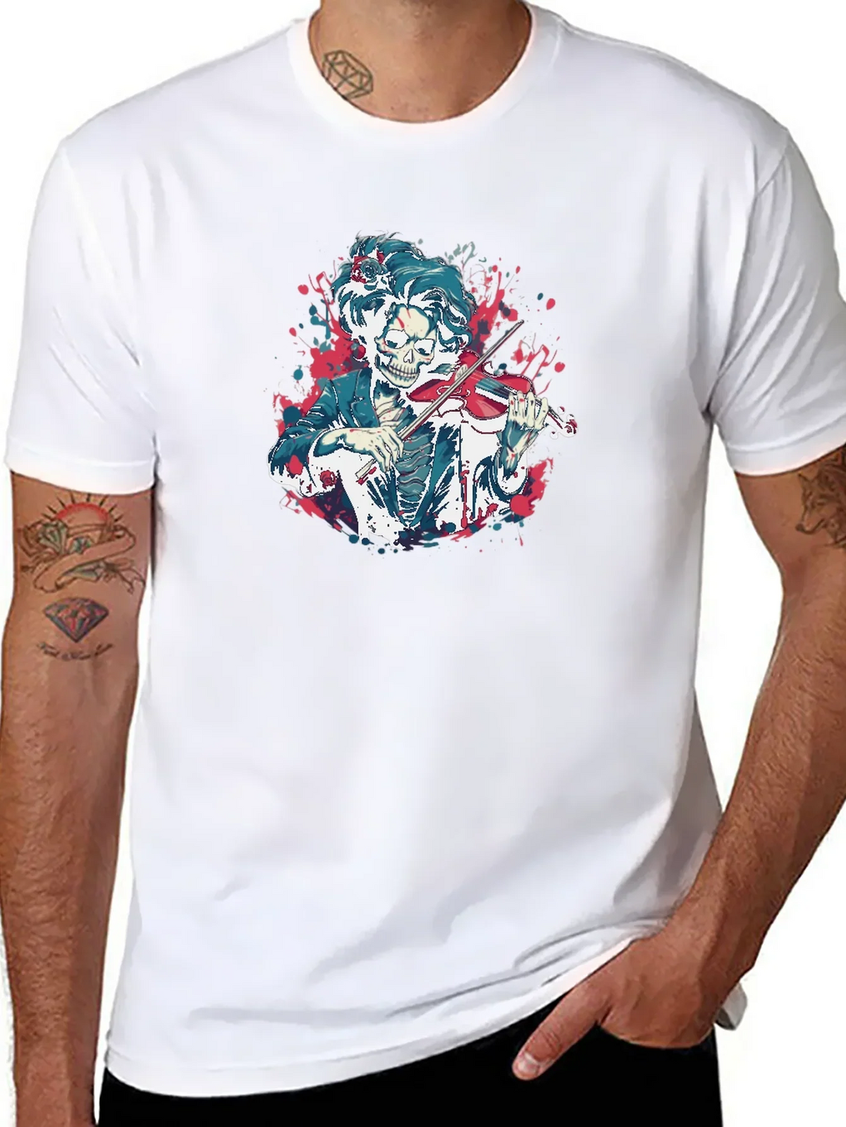 Skeleton Violinist Graphic Tee - Unique Music Lover Shirt