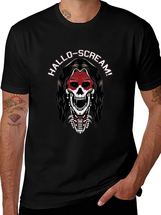 Hallo-Scream Skeleton Graphic T-Shirt