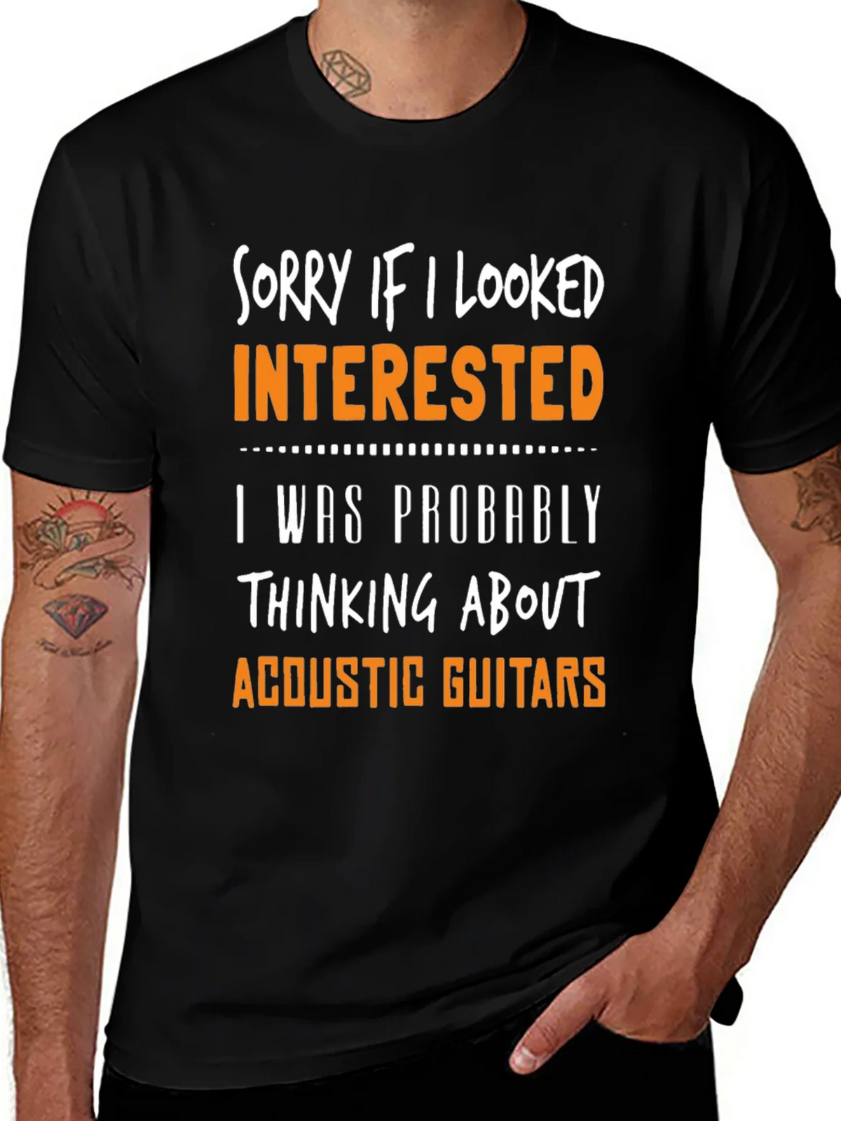 Sorry If I Looked Interested Acoustic Guitar T-Shirt