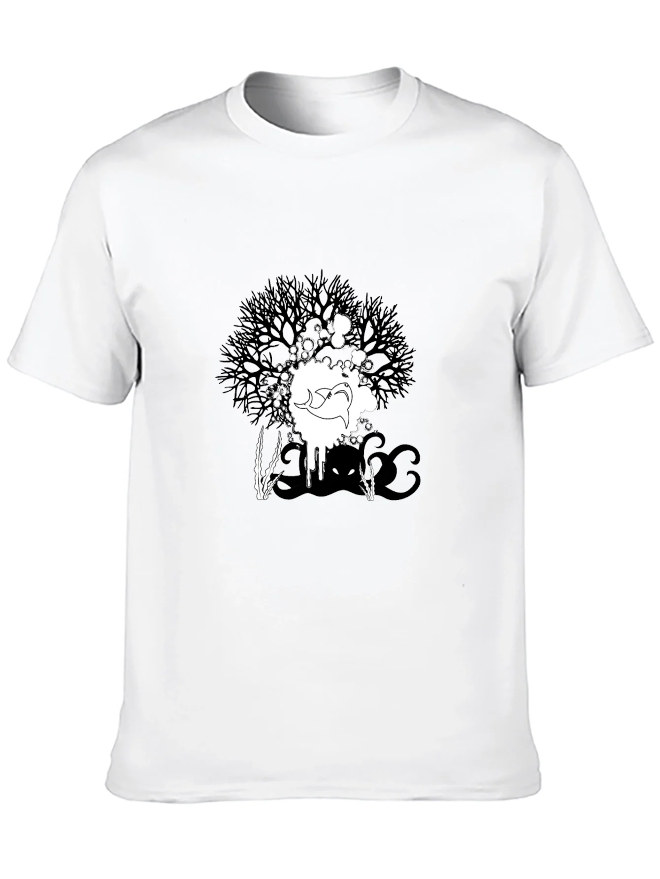 Abstract Graphic Print Tee - Black Casual T-Shirt