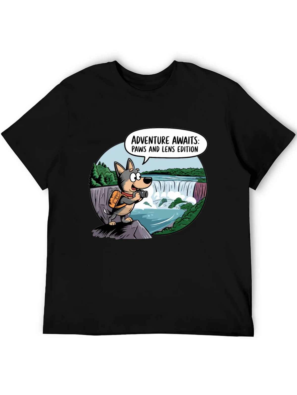 Adventure Awaits Dog T-Shirt Paws & Lens Edition