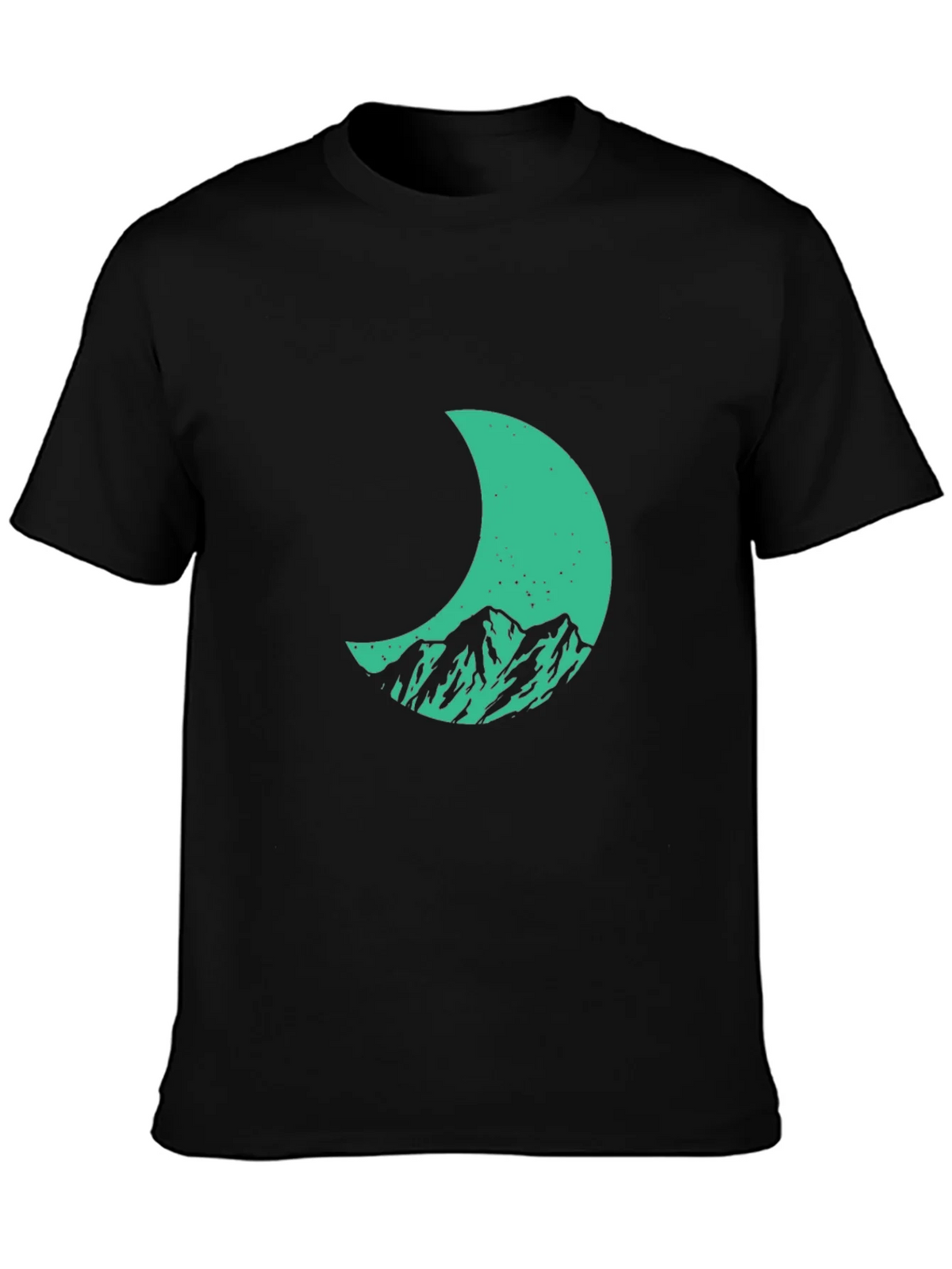 Mountain Moon Graphic Tee - Stylish Black Cotton T-Shirt