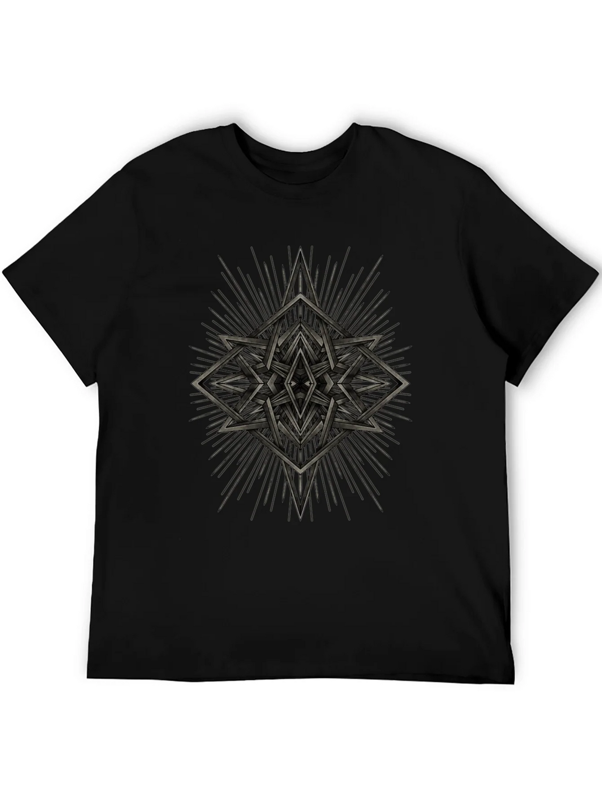 Geometric Starburst Graphic Tee - Black