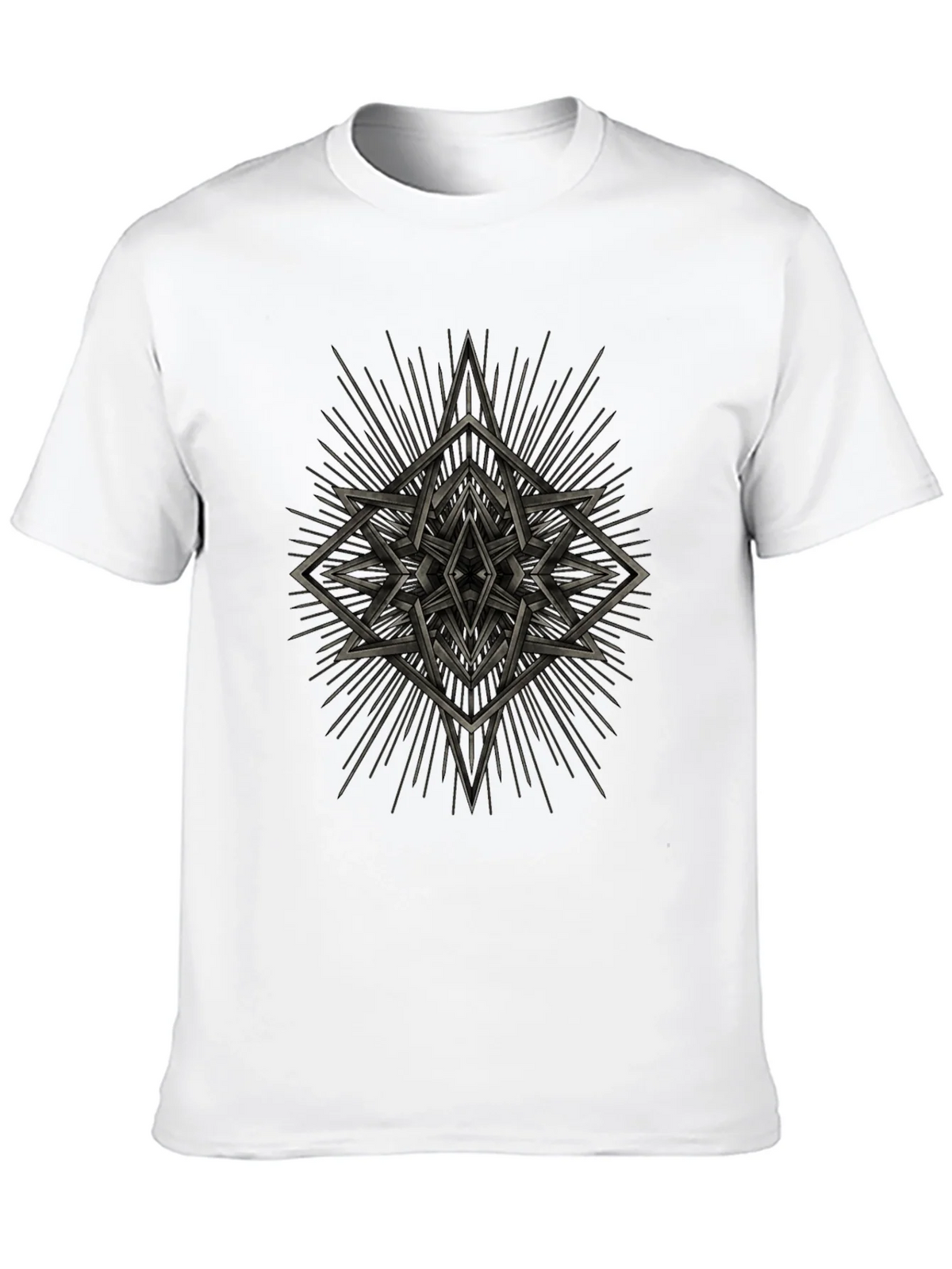 Geometric Starburst Graphic Tee - Black