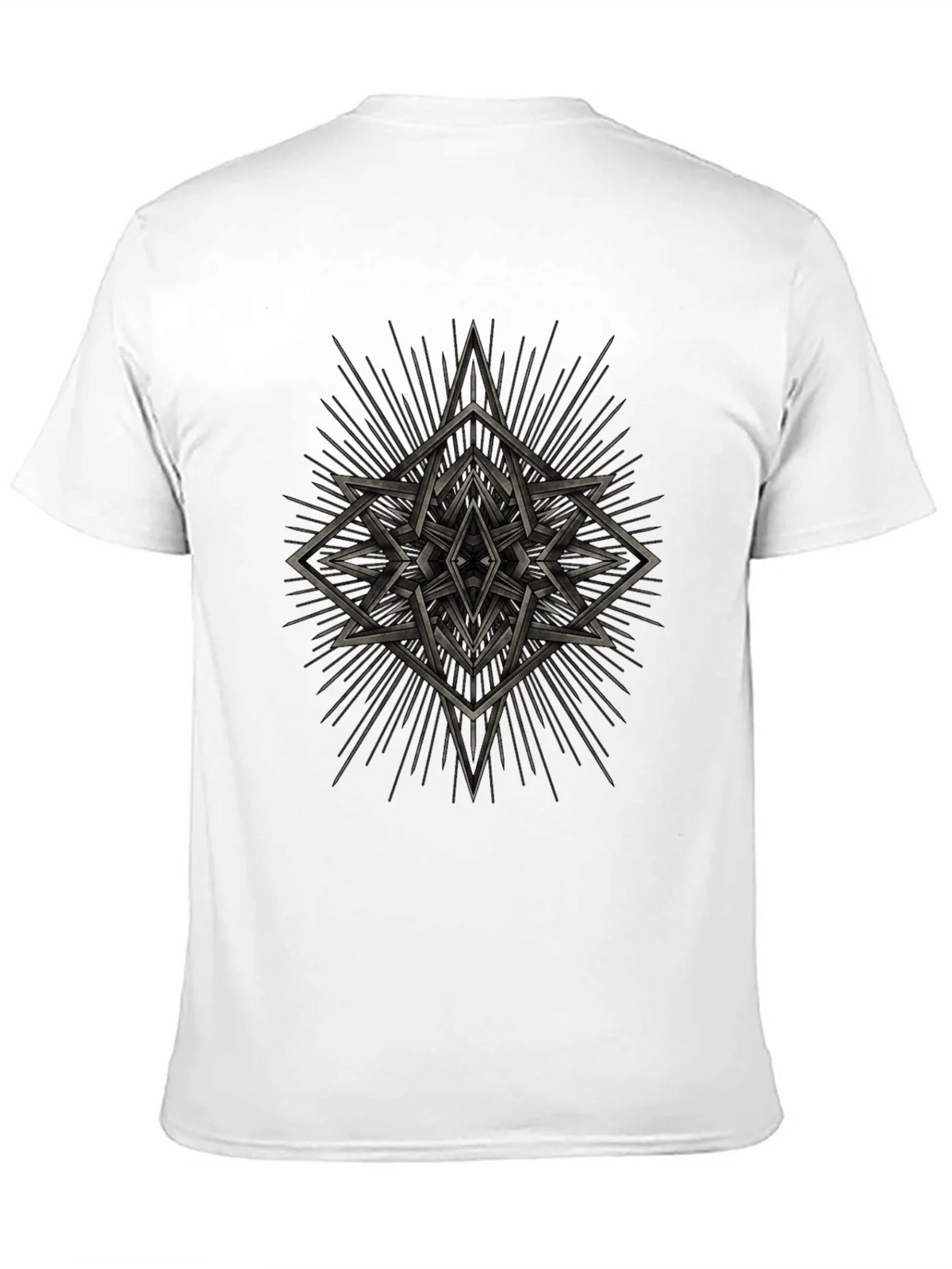Geometric Starburst Graphic Tee - Black