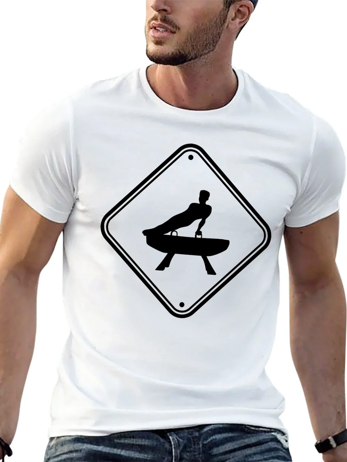 Gymnastics Pommel Horse Warning Sign T-Shirt