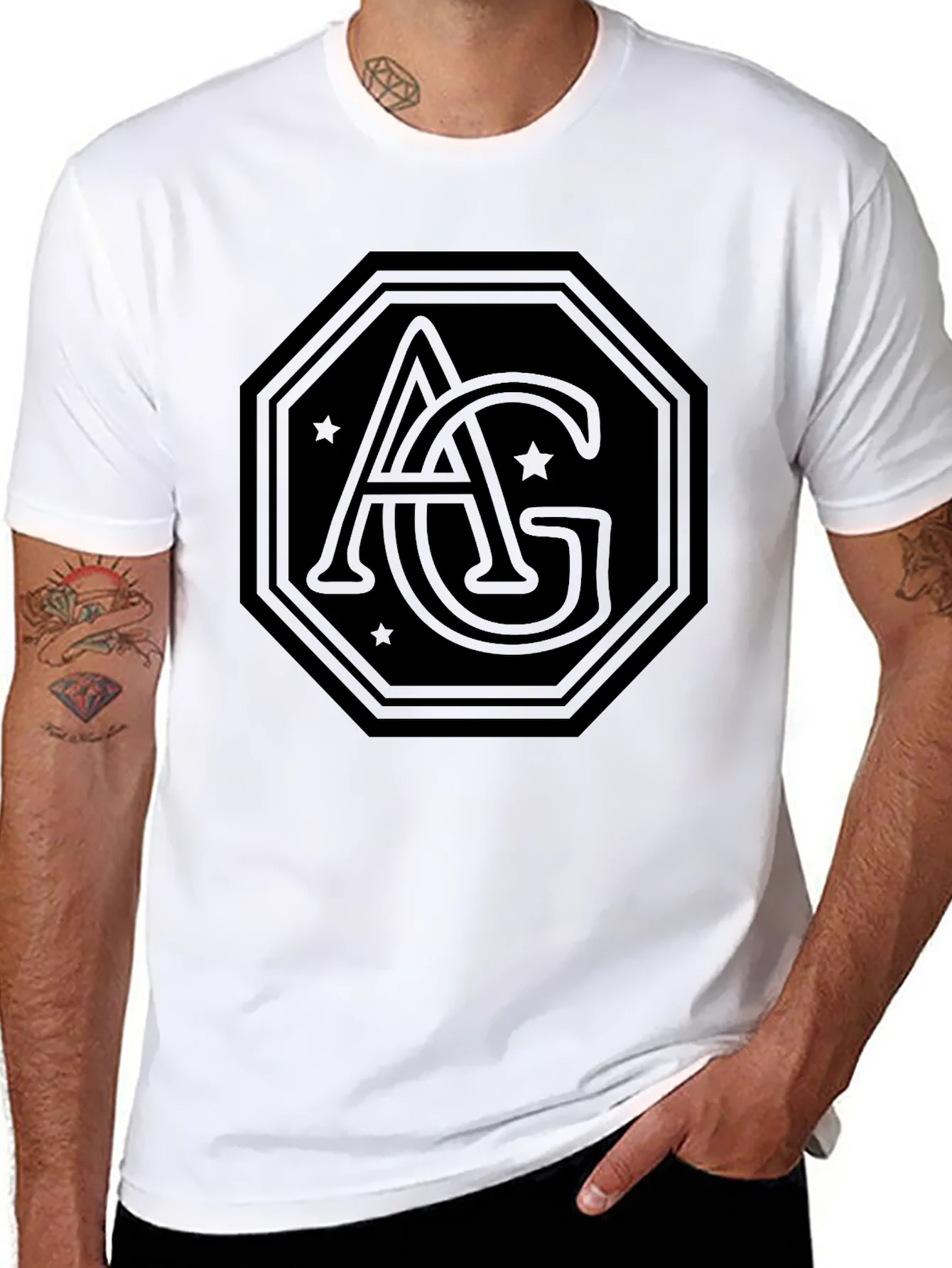 AG Logo Black Tee - Modern Graphic Print