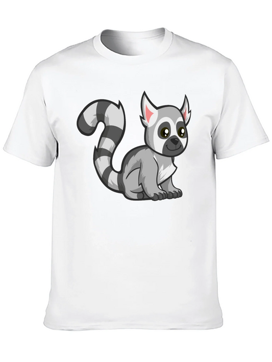 Cute Lemur Cartoon Graphic Tee Black
