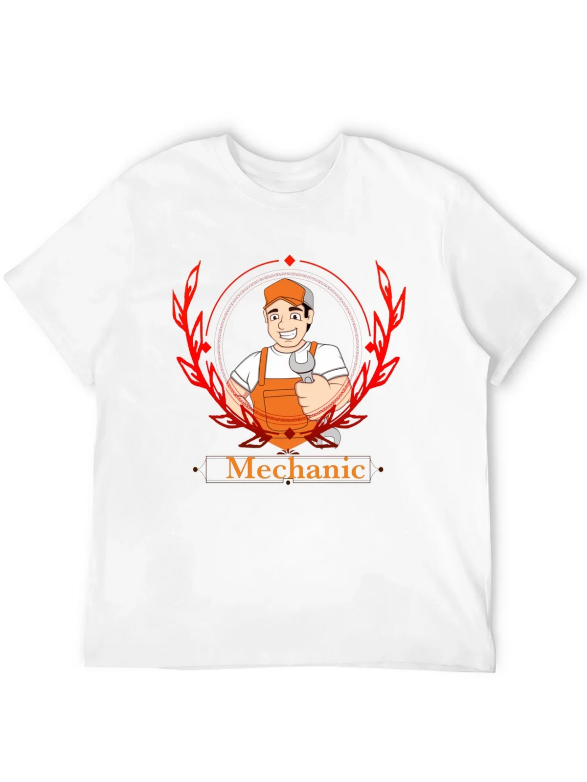Mechanic Cartoon Graphic Black T-Shirt