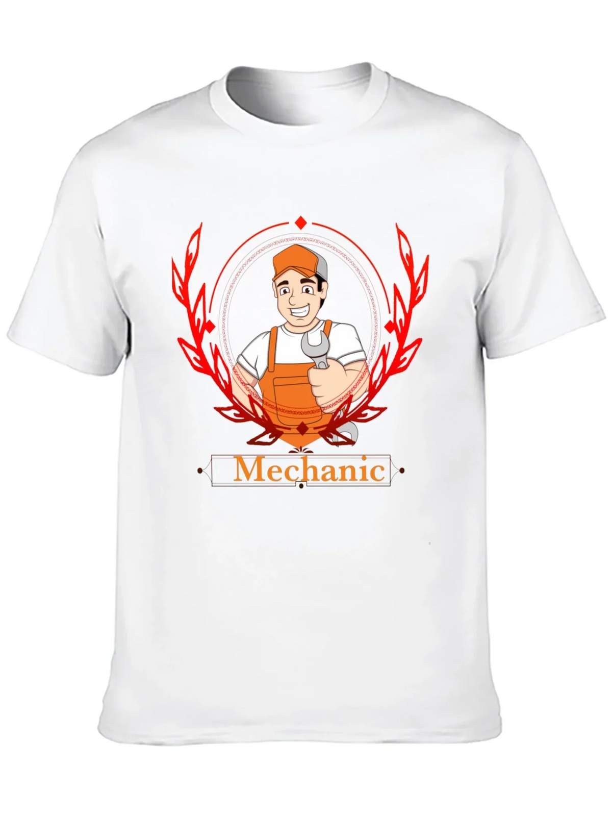 Mechanic Cartoon Graphic Black T-Shirt