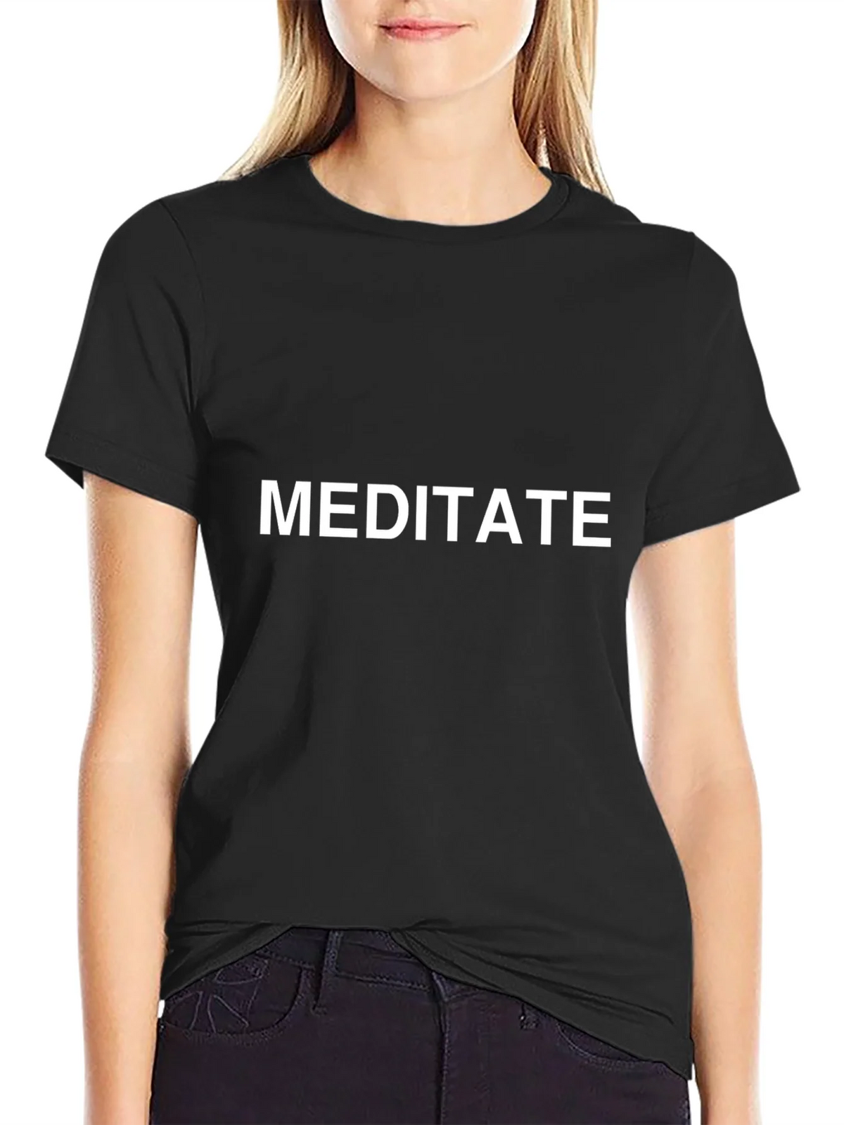 Meditate Graphic Tee - Black Cotton T-Shirt