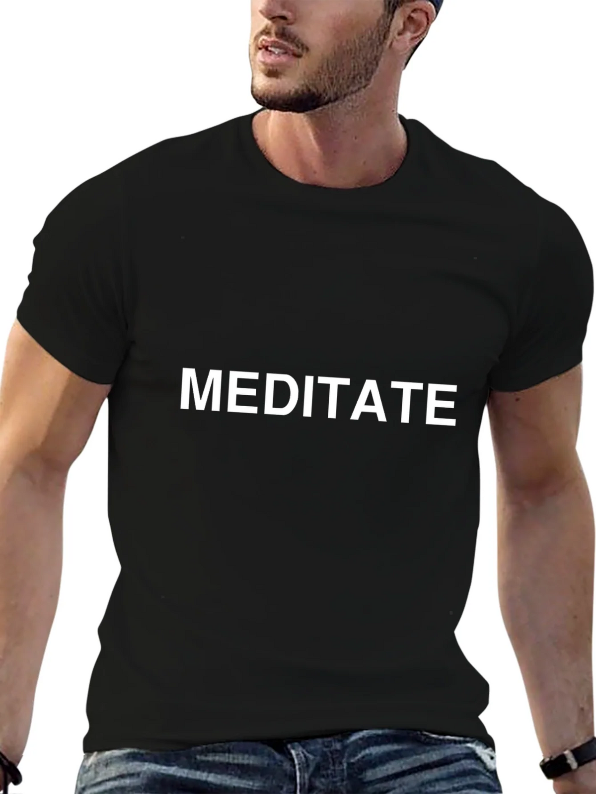 Meditate Graphic Tee - Black Cotton T-Shirt