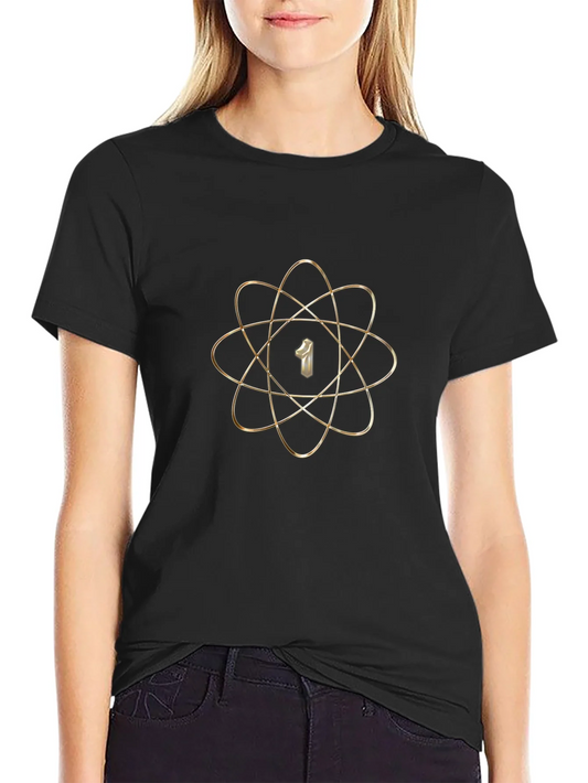 Atom Number 1 Graphic Print Black T-Shirt