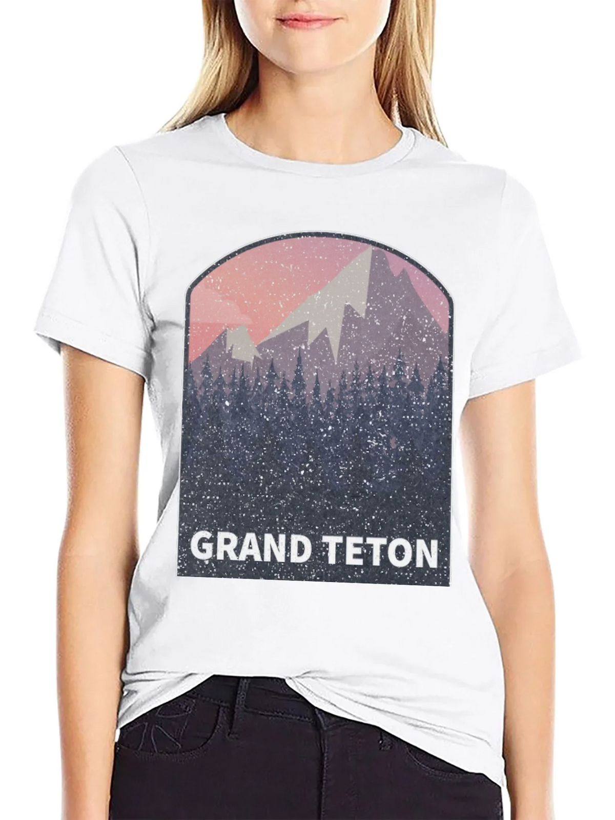 Grand Teton Mountain Scene Black Tee
