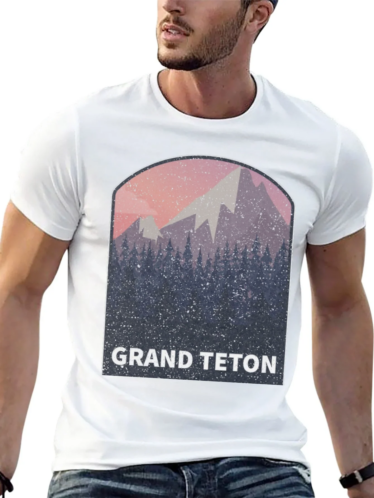 Grand Teton Mountain Scene Black Tee