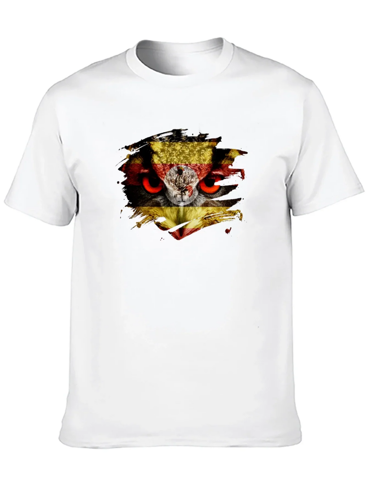Owl Uganda Flag Graphic Black T-Shirt