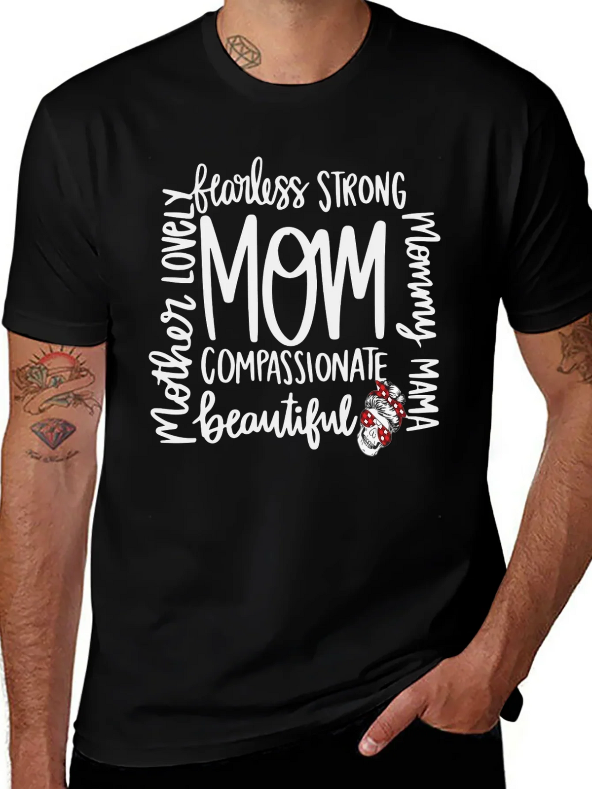 Fearless Strong Mom Graphic Tee - Black
