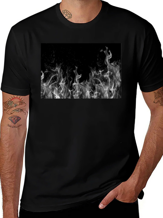 Black Tee with Abstract Smoke Print