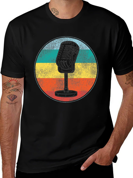 Vintage Microphone T-Shirt - Retro Style Graphic Tee