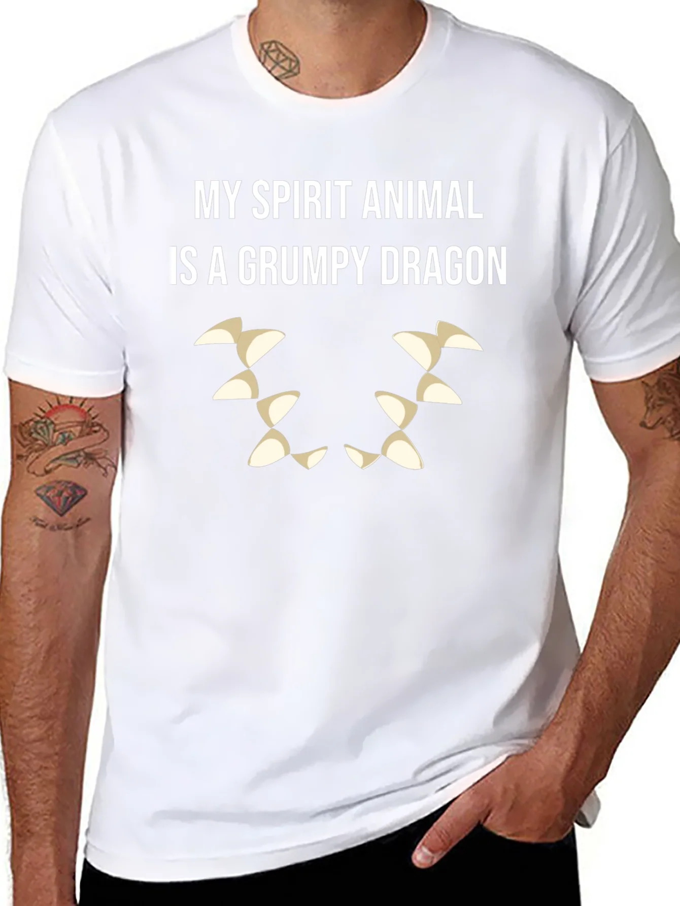 Grumpy Dragon Spirit Animal T-Shirt - Black