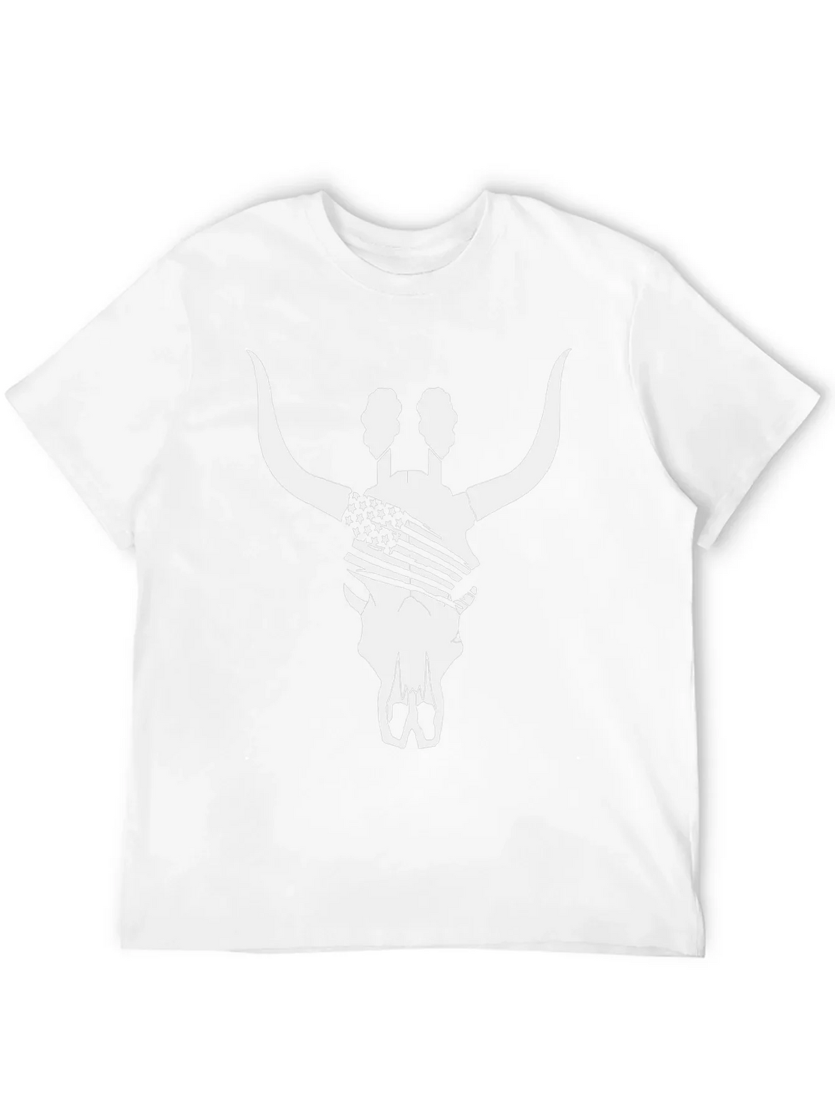 American Flag Bull Skull T-Shirt - Black