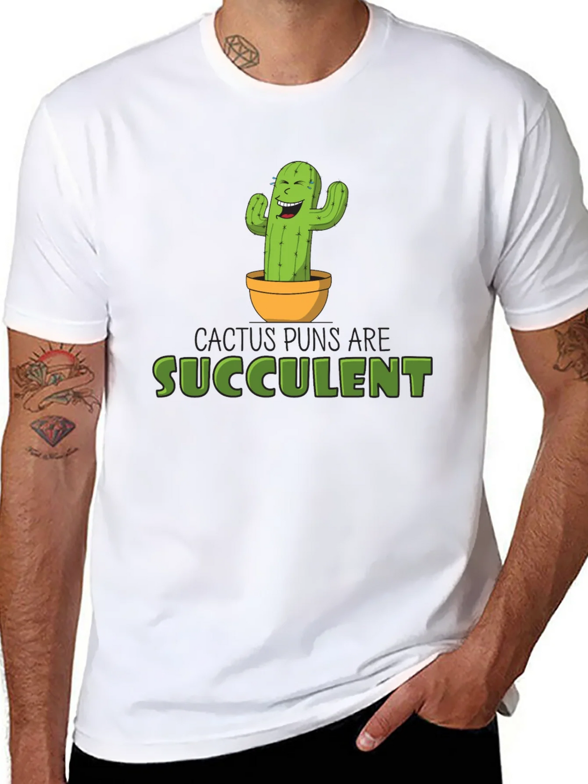 Cactus Puns Are Succulent Black Graphic Tee