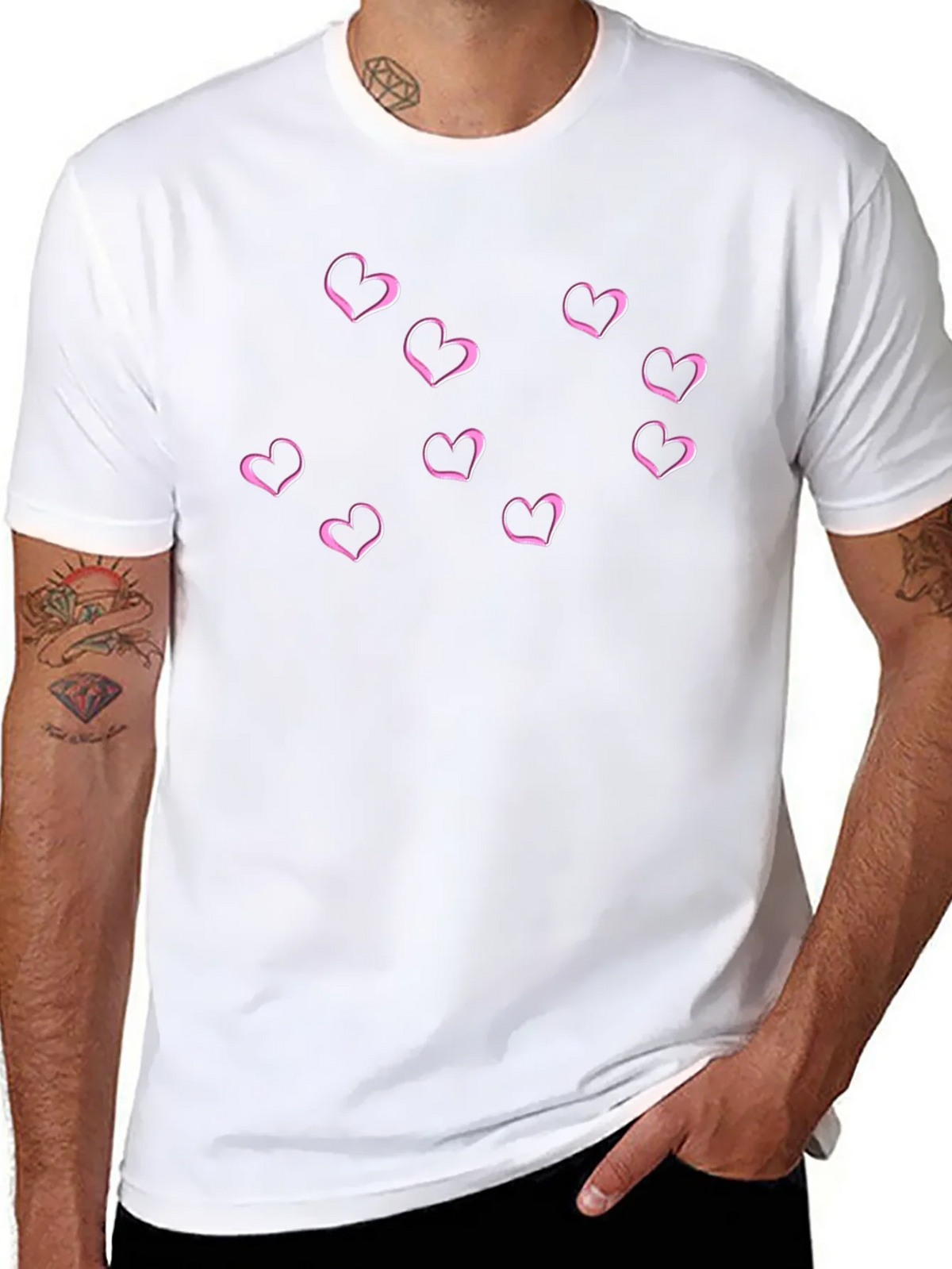 Hearts Graphic Mens Black T-Shirt