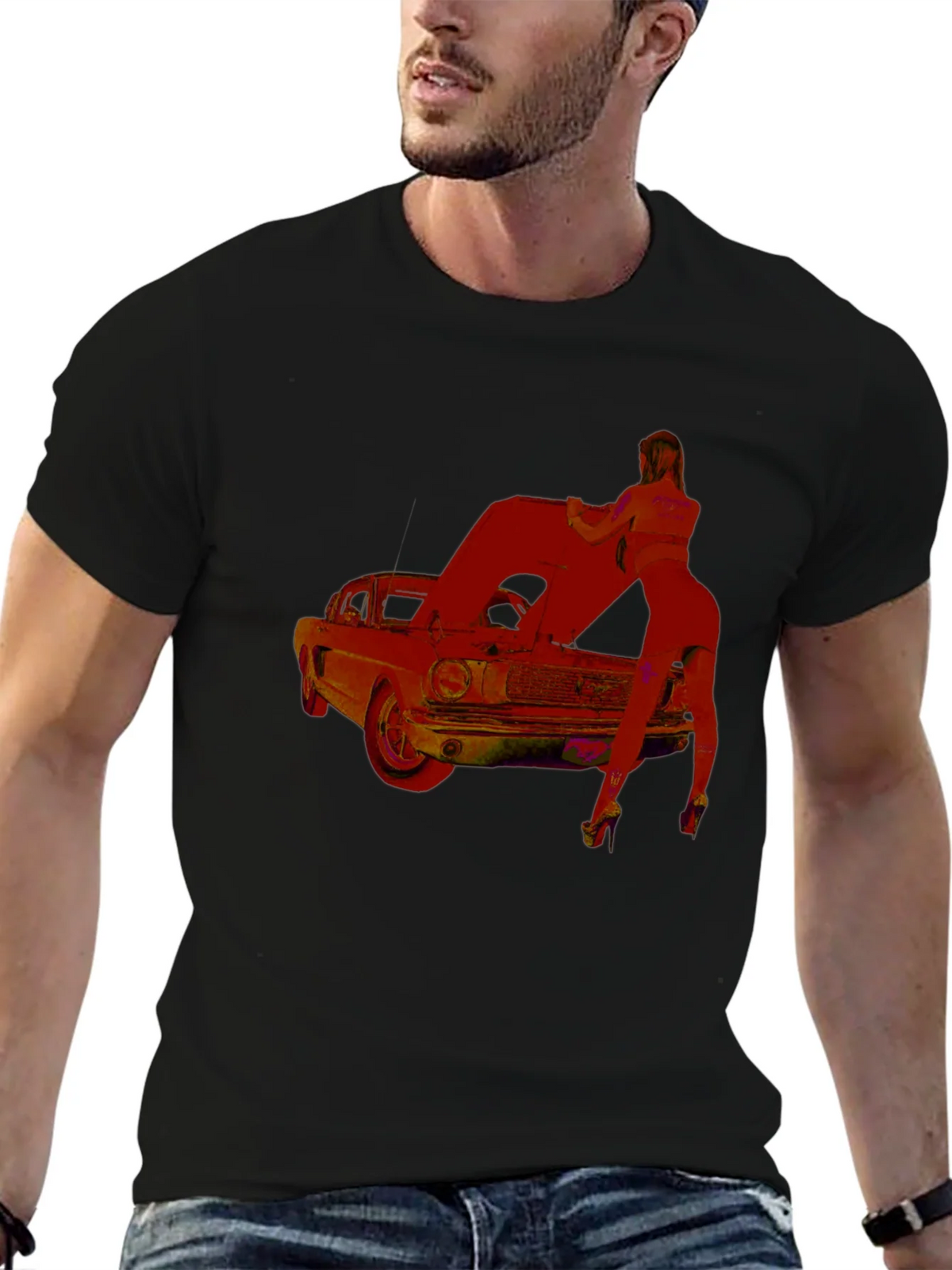 Classic Car Graphic T-Shirt - Black
