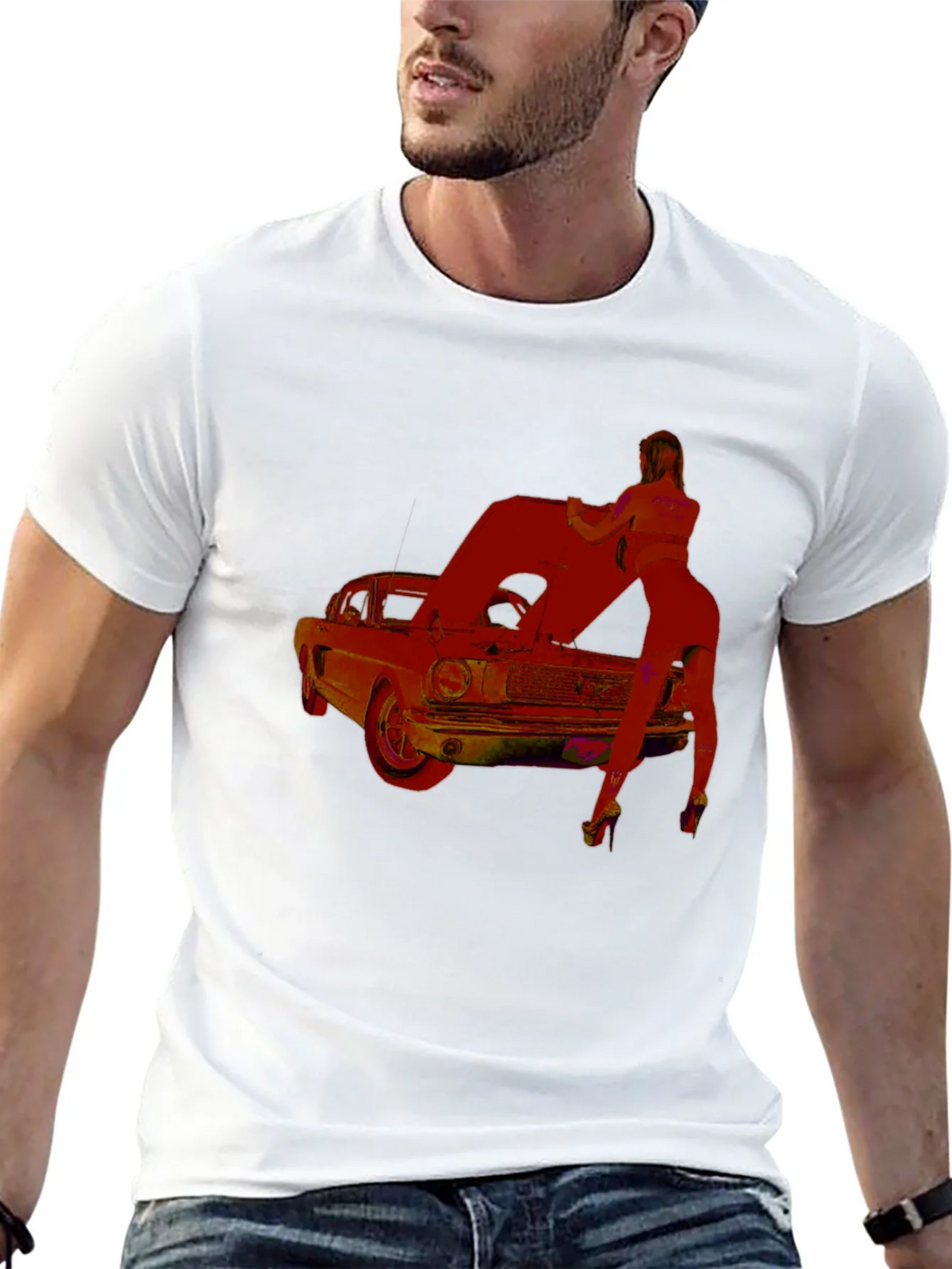 Classic Car Graphic T-Shirt - Black